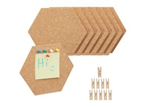 4052025460846 - Korkpinnwand 14er Set sechseckige Korkwände Büro Pinnwände mit Pins & Klammern hbt 175x20x05 cm natur - Relaxdays