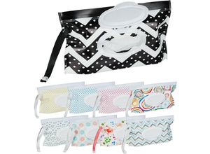 4052025461072 - Feuchttücher Taschen 9er Set Baby Feuchttuchspender für unterwegs nachfüllbare Feuchttücherbeutel bunt - Relaxdays