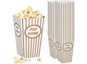 4052025461171 - Relaxdays - Popcorntüten 48er Set gestreift Retro-Optik Kino Filmabend Zubehör Pappe Popcornbehälter gold weiß