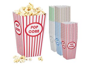 4052025461195 - Popcorntüten 50er Set gestreift Retro-Optik Kino Filmabend Zubehör Pappe Popcornbehälter mehrfarbig - Relaxdays