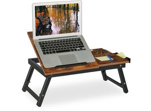 4052025463571 - Laptoptisch für Bett & Couch klappbarer Betttisch Bambus höhenverstellbar Betttablett dunkelbraun schwarz - Relaxdays