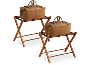 4052025464516 - Kofferständer Holz 2er Set klappbare Gepäckablage HxBxT 54 x 66 x 48 cm Kofferaufbewahrung Hotel natur - Relaxdays