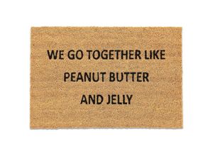 4052025464783 - Fußmatte mit Spruch Peanutbutter & Jelly Kokos rutschfeste Türmatte 60x40 cm Schmutzmatte natur schwarz - Relaxdays