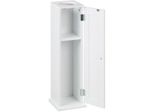 4052025466084 - Relaxdays Toilettenschrank mit 2 Ablagen & Loch für Feuchttücher HBT 65x195x195 cm Tür schmales Badregal MDF weiß