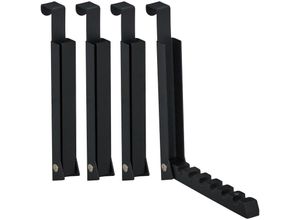 4052025466329 - Relaxdays - 4 x Klapphaken zum Einhängen Türgarderobe für je 6 Kleiderbügel Metall und Holz Haken für 2 cm Türfalz schwarz