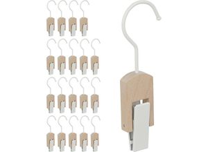 4052025466473 - Relaxdays - 20 x Stiefelhaken Eisen & Holz Klemmhaken zum Aufhängen Stiefelhalter gummierte Clips Haken mit Klammer weiß natur