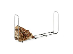 4052025466947 - Kaminholzregal verstellbar Holzlege Stahl Scheite ab 25 cm Brennholzregal hbt 103x168-230x36 cm silber - Relaxdays