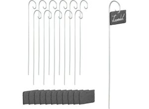 4052025467463 - Relaxdays - Schiefer Pflanzenschilder 12er Set zum Beschriften wetterfest Metallstab Schiefertafel anthrazit silber 4052025467463 - Relaxdays - Schiefer Pflanzenschilder 12er Set zum Beschriften wetterfest Metallstab Schiefertafel anthrazit silber