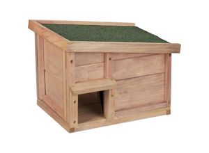 4052025467869 - Igelhaus Holz Igelhotel mit Boden 2 Kammern Winterquartier für Igel Garten hbt 30x40x34 cm hellbraun - Relaxdays