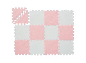 4052025468149 - Puzzlematte 12-teilige Spielmatte schadstofffrei eva Schaumstoff Kinderzimmer 114 x 86 cm rosa weiß - Relaxdays