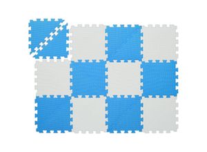 4052025468156 - Puzzlematte 12-teilige Spielmatte schadstofffrei eva Schaumstoff Kinderzimmer 114 x 86 cm blau weiß - Relaxdays