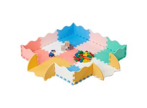 4052025468224 - Puzzlematte 25-tlg Spielmatte mit Rand schadstofffrei abwaschbar Schaumstoff Baby Krabbelmatte bunt - Relaxdays