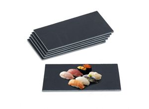 4052025469115 - Schieferplatte 6er Set 30 x 10 cm Servieren von Käse & Desserts Servierplatte zum Beschriften anthrazit - Relaxdays