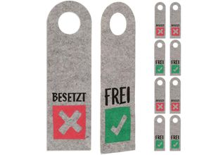 4052025469467 - Türschild Besetzt Frei 10er Set wc Schild zum Aufhängen beidseitig Bad & Büro Filz Türhänger grau - Relaxdays