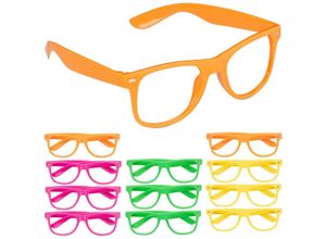 4052025470036 - Partybrille 12er Set für Party Karneval und Festival aus Kunststoff Neonbrillen ohne Gläser mehrfarbig - Relaxdays