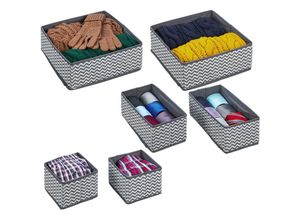 4052025470128 - Schubladen Organizer 6-teiliger Wäscheorganizer für Kleiderschrank Schublade uvm 3 Größen grau weiß - Relaxdays