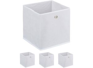 4052025470142 - Aufbewahrungsbox 4er Set faltbar h x b x t 30 x 30 x 30 cm Stoffbox mit Griffloch Regalbox offen weiß - Relaxdays