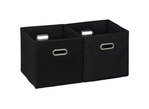 4052025470203 - Aufbewahrungsbox 2er Set faltbare Regalboxen Grifflöcher hbt 32 x 33 x 33 cm Faltboxen Regale schwarz - Relaxdays