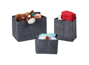 4052025470272 - Relaxdays Aufbewahrungskorb im 3er Set verschiedene Größen faltbar Organizer für Kleiderschrank u Schublade grau