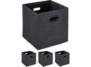 4052025470555 - Aufbewahrungsbox 4er Set faltbare Regalboxen Grifflöcher hbt 32 x 33 x 33 cm Faltboxen Vlies anthrazit - Relaxdays