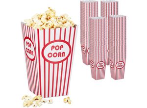 4052025470715 - Relaxdays - Popcorntüten 100er Set gestreift Retro-Optik Kino Filmabend Zubehör Pappe Popcornbehälter rot weiß