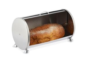 4052025471118 - Brotkasten aus Edelstahl runde Brot Aufbewahrungsbox h x b x t 21 x 365 x 20 cm Brotaufbewahrung silber - Relaxdays