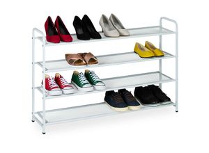 4052025472061 - Relaxdays Schuhregal für 16 Paar Schuhe HxBxT 65 x 100 x 255 cm Metall Schuhablage schmal 4 Ablagen Flur weiß 4052025472061 - Relaxdays Schuhregal für 16 Paar Schuhe HxBxT 65 x 100 x 255 cm Metall Schuhablage schmal 4 Ablagen Flur weiß