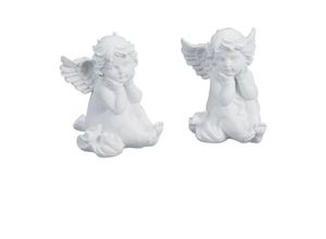 4052025472382 - Relaxdays - Grabengel 2er Set wetterfest frostsicher HxBxT 10 x 7 x 9 cm Grabschmuck Schutzengel Polyresin weiß