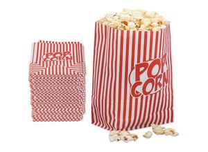 4052025472641 - Popcorntüten 48er Set gestreift Retro-Optik Kino Filmabend Zubehör Papier Popcornbehälter rot weiß - Relaxdays