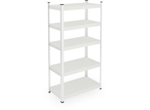 4052025473051 - Schwerlastregal hbt 150 x 75 x 30 cm 875 kg Stahl 5 Ebenen Lagerregal Keller Garage zum Stecken weiß - Relaxdays