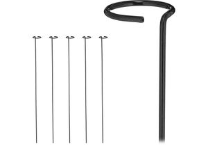 4052025473235 - Pflanzstäbe Metall 6er Set Rankstäbe mit Ring Metallstäbe Garten Rankhilfe Stäbe 80 cm lang schwarz - Relaxdays