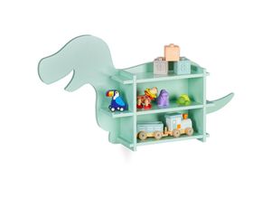 4052025473389 - Kinderregal Dino 2 offene Fächer Bücherregal Kinder Wand hbt 435x84x135 cm Kinderzimmer Regal türkis - Relaxdays