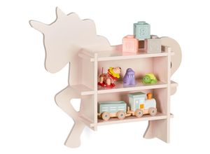 4052025473396 - Kinderregal Einhorn 2 offene Fächer Bücherregal Kinder Wand HxBxT 545x66x13 cm Kinderzimmer Regal rosa - Relaxdays