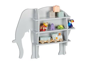 4052025473402 - Kinderregal Elefant 2 offene Fächer Bücherregal Kinder Wand HxBxT 50x635x10 cm Kinderzimmer Regal grau - Relaxdays