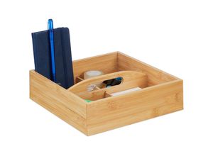 4052025473914 - Bambus Organizer mit Griff 4 Fächer HxBxT 65 x 25 x 25 cm Aufbewahrungsbox für Büro Bad & Küche natur - Relaxdays