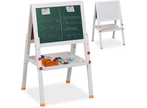 4052025475659 - Kinderstandtafel beidseitig magnetisch höhenverstellbar hbt 77x39x445 cm Whiteboard & Kreidetafel weiß - Relaxdays