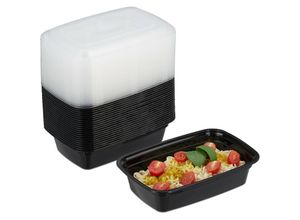 4052025475888 - Meal Prep Boxen 24er Set 1 Fach mikrowellengeeignet wiederverwendbar Kunststoff Essensbehälter schwarz - Relaxdays