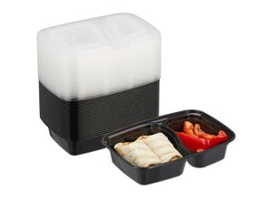 4052025475925 - Meal Prep Boxen 24er Set 2 Fächer mikrowellengeeignet wiederverwendbar Kunststoff Essensbehälter schwarz - Relaxdays