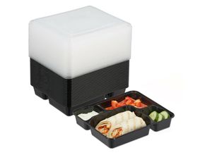 4052025475963 - Relaxdays Meal Prep Boxen 24er Set 4 Fächer mikrowellengeeignet wiederverwendbar Kunststoff Essensbehälter schwarz