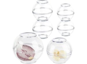 4052025476823 - Frischhaltekugeln 6er Set Frischhaltedosen für Zwiebeln Knoblauch Kühlschrank ø 7 & 9 cm transparent - Relaxdays