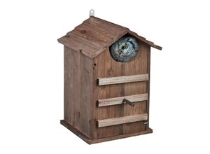 4052025477226 - Relaxdays - Eulen Nistkasten Tannenholz Einflugloch h x b 95 x 95 cm aufklappbar Vogelhaus zum Aufhängen braun