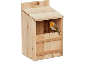 4052025477240 - Relaxdays - Nistkasten für Halbhöhlenbrüter aufklappbar Einflugspalt HxB 10 x 195 cm Vogelhaus zum Aufhängen natur