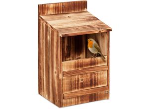 4052025477264 - Relaxdays - Nistkasten für Halbhöhlenbrüter aufklappbar Einflugspalt HxB 10 x 195 cm Vogelhaus zum Aufhängen natur