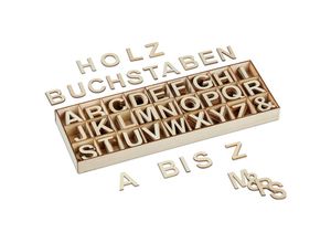 4052025477394 - Relaxdays - Holzbuchstaben Set 324 tlg Großbuchstaben a-z &-Zeichen 3 cm kleine Buchstaben zum Basteln Deko natur