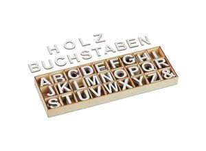 4052025477400 - Holzbuchstaben Set 324 tlg Großbuchstaben a-z Und-Zeichen 3 cm kleine Buchstaben zum Basteln Deko weiß - Relaxdays