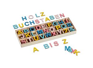 4052025477417 - Holzbuchstaben Set 324 tlg Großbuchstaben a-z Und-Zeichen 3 cm kleine Buchstaben zum Basteln Deko bunt - Relaxdays