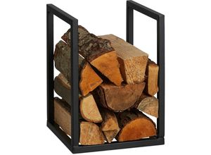 4052025478070 - Kaminholzregal Metall hbt 40x30x30 cm Brennholzregal innen für Feuerholz Stapelholz Brennholz schwarz - Relaxdays