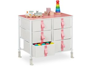 4052025478780 - Relaxdays - Kommode Kinder 6 Stoffschubladen HxBxT 615 x 68 x 405 cm Schubladenschrank mit Metallgestell weiß rosa 4052025478780 - Relaxdays - Kommode Kinder 6 Stoffschubladen HxBxT 615 x 68 x 405 cm Schubladenschrank mit Metallgestell weiß rosa