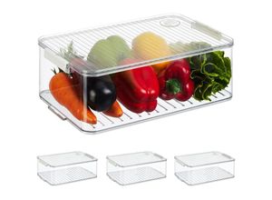 4052025479244 - Kühlschrank Organizer 4er Set Kühlschrankeinsätze mit Deckel & Datum HxBxT 105 x 21 x 33 cm transparent - Relaxdays