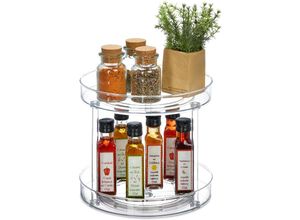 4052025479473 - Drehteller 2-stöckig ø 27 cm drehbar Drehscheibe für Kühlschrank Kosmetik & Gewürze rund transparent - Relaxdays